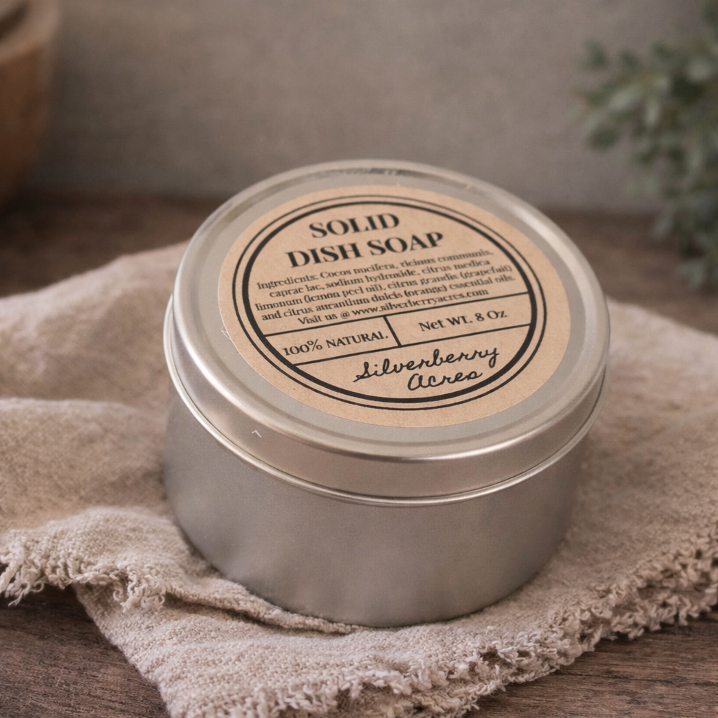 Solid Dish Soap Tin - Silver