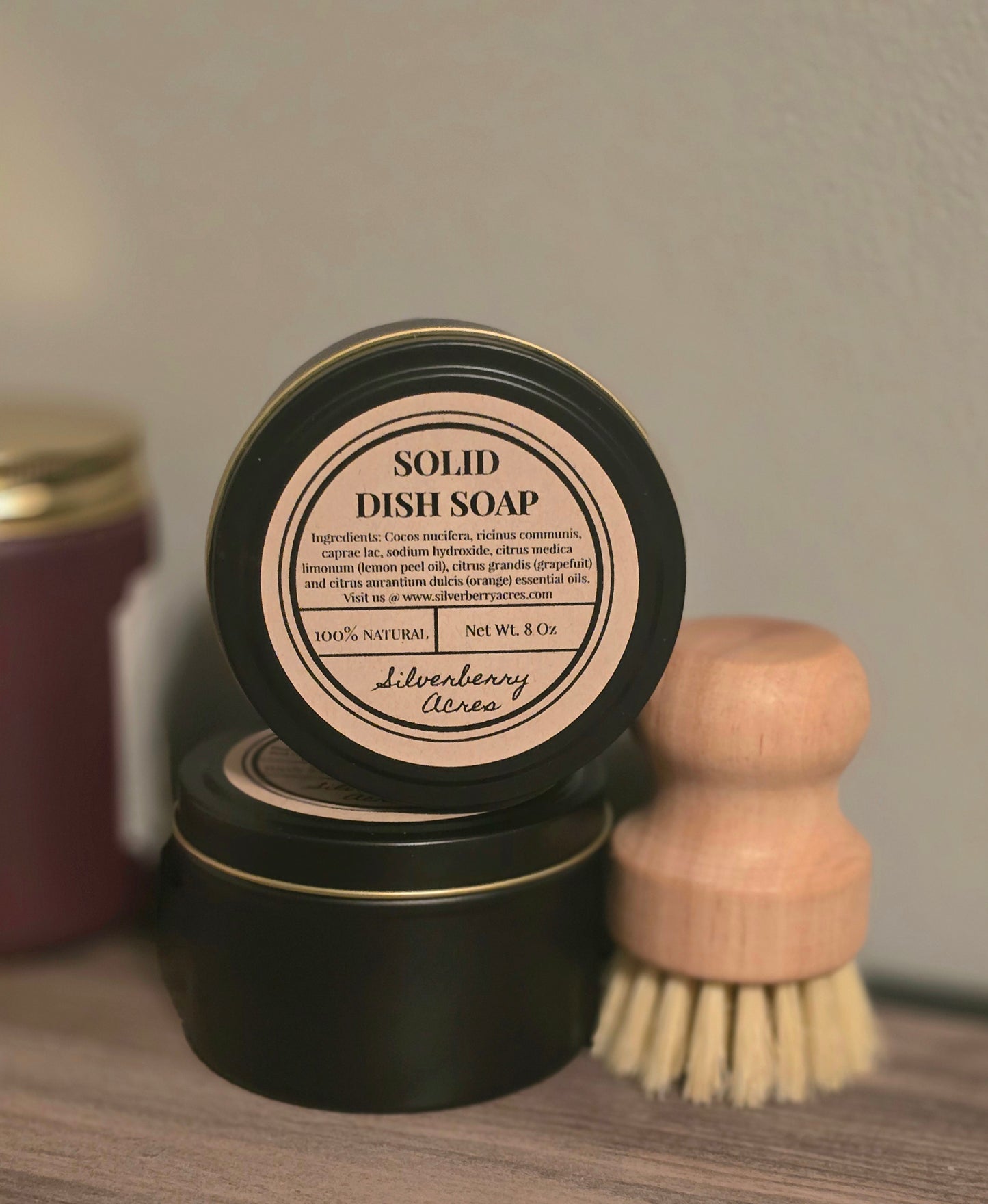 Solid Dish Soap Tin - Black